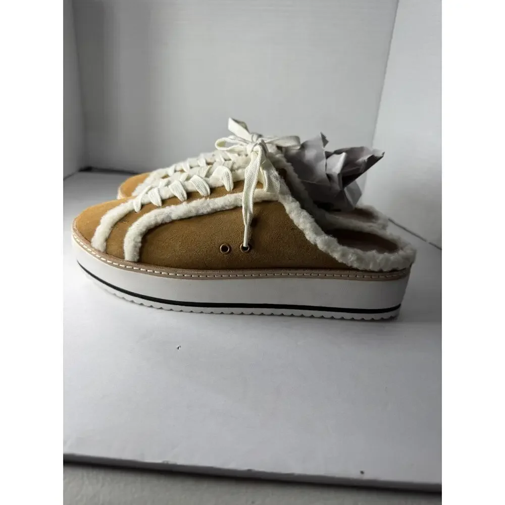 chelsea & violet ladies cozy faux shearling suede platform mule‎ 9 New W/O Box